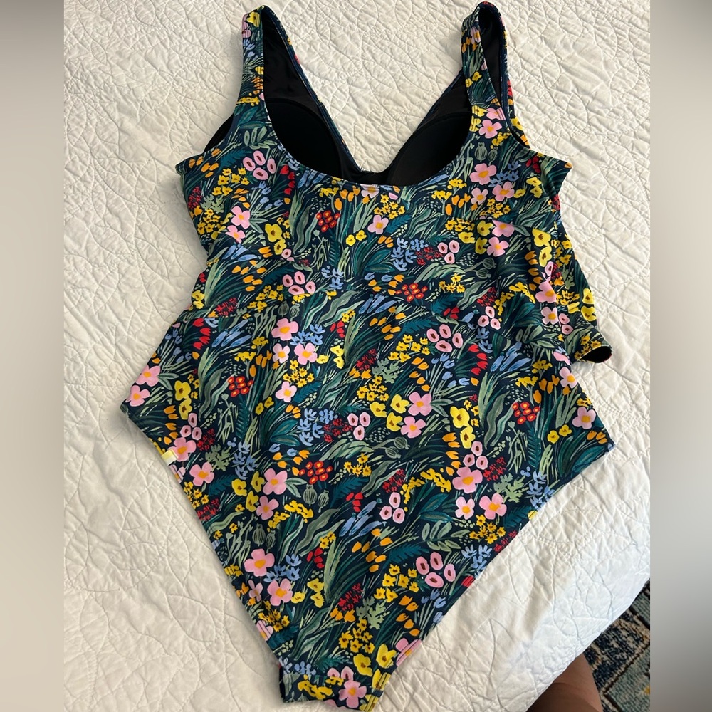 summersalt Floral Green Wrap One-Piece Swimsuit - Picture 8 of 8